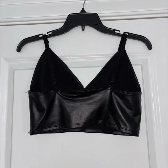 Garage Black Faux Leather Cropped Bralette - Picture 7 of 8